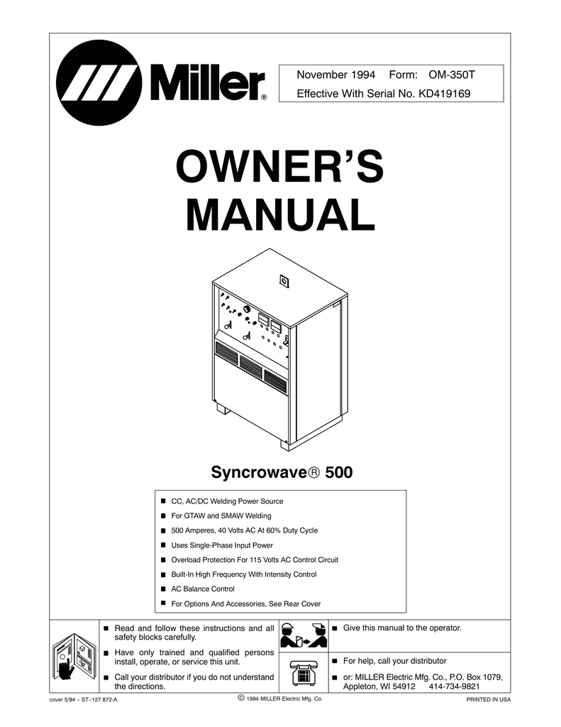 miller electric mt 18 25 owner s manual