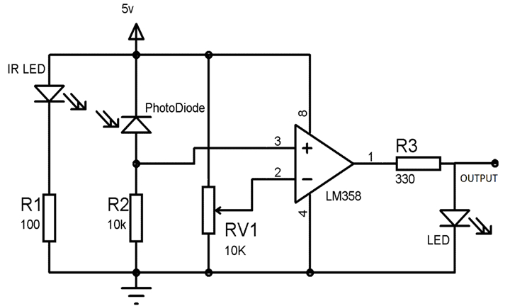diy irsensor module circuit is an electronic sensor that measures infrared ir light radiating from objects in its field of view