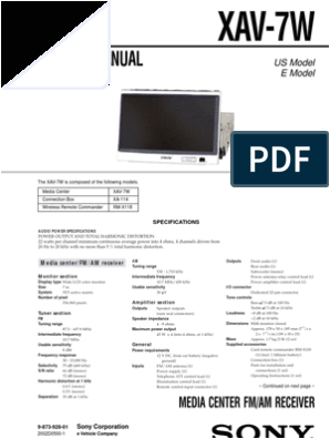 sony xav 7w service manual and schematic loudspeaker electrical wiring
