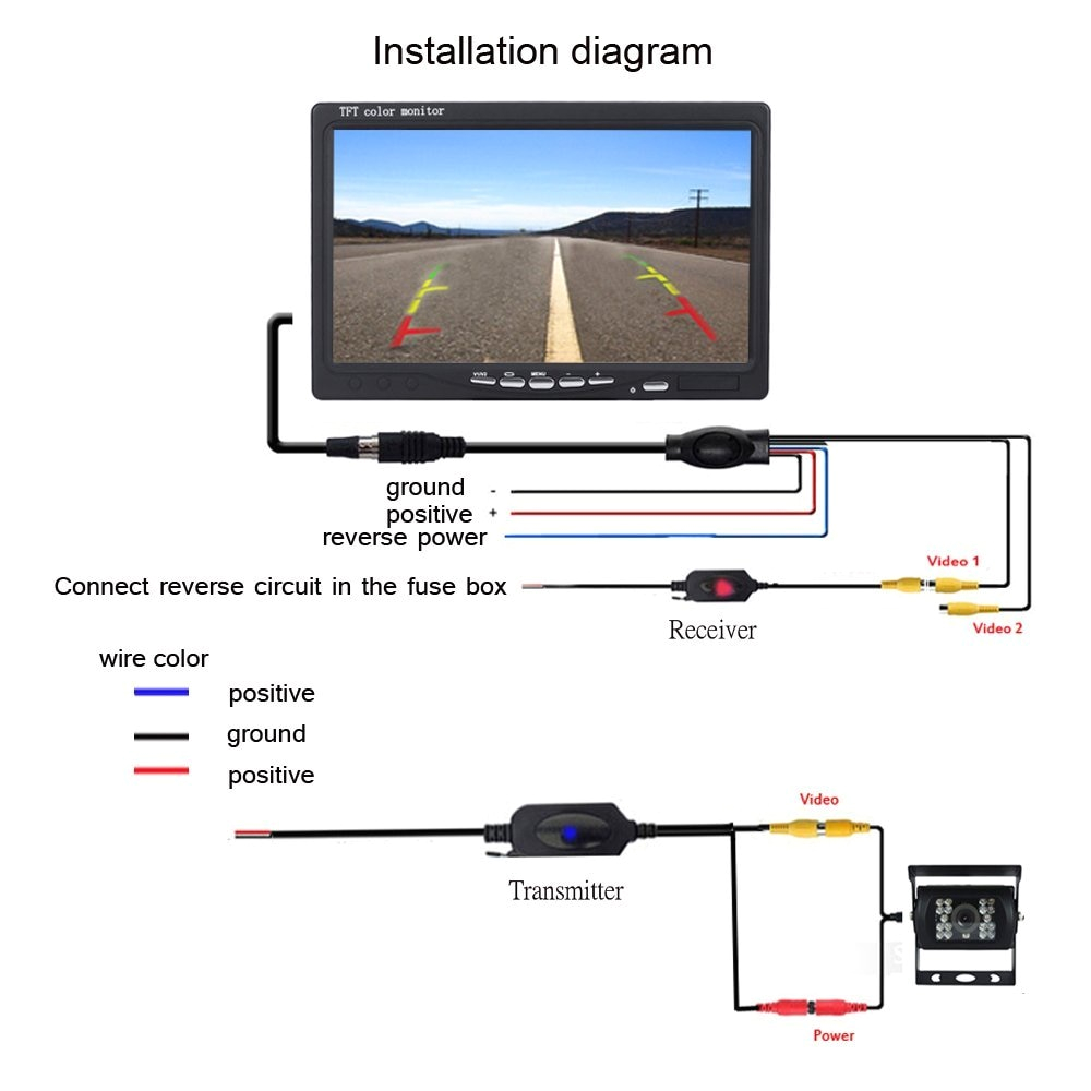 podofo 12v 24v car rear view wireless backup camera kit 7 tft lcd monitor for truck jpg
