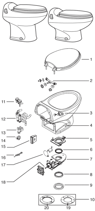 thetford aria deluxe ii rv toilet repair parts diagram