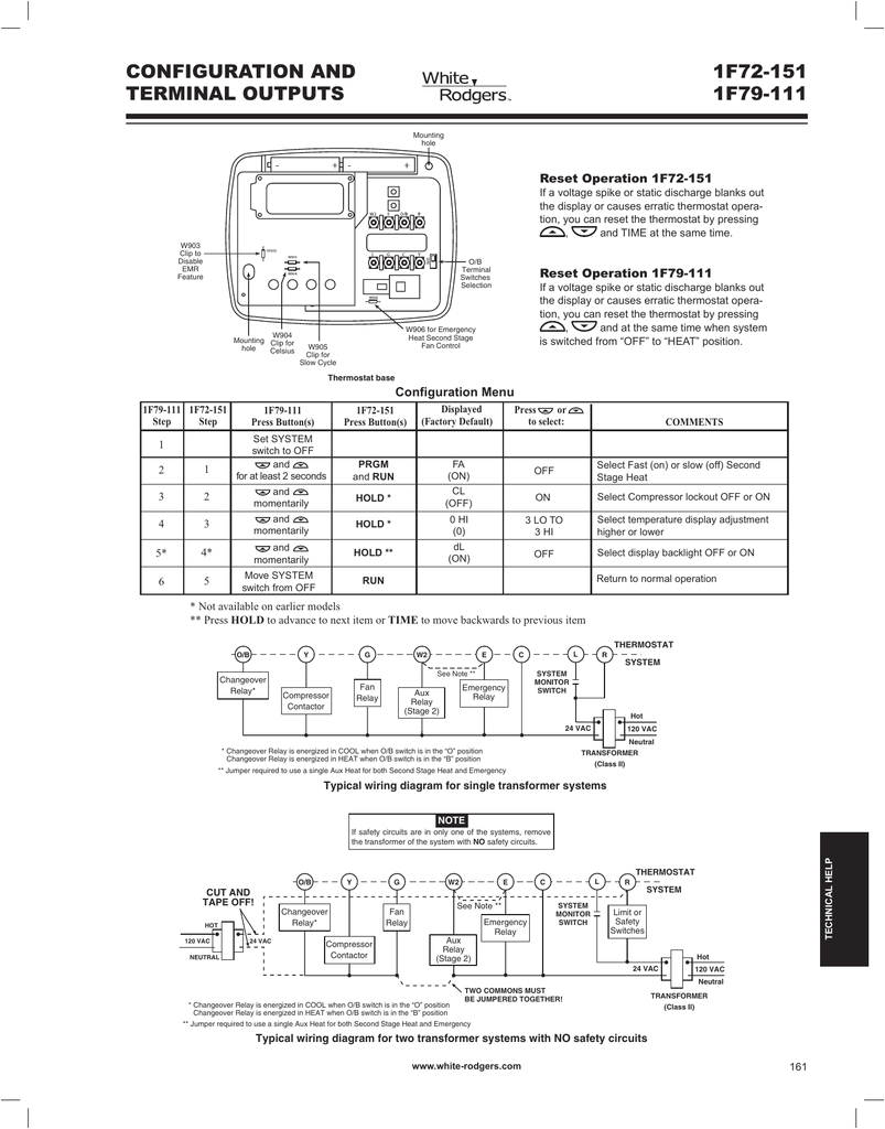 white rodgers 1f72 151 wiring and configuration manualzz com white rodgers 1311 wiring diagram white rodgers