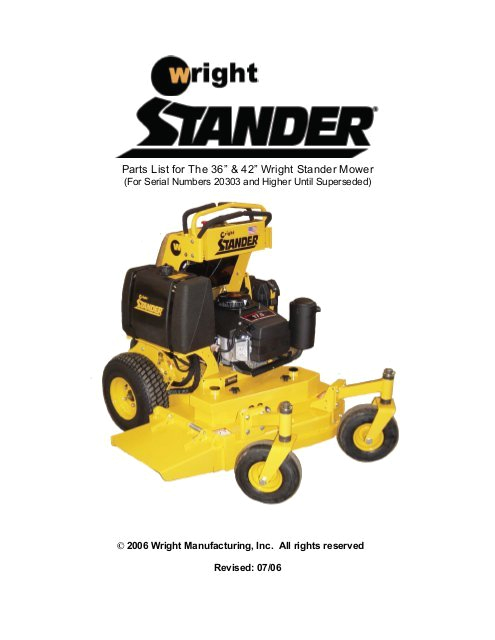 parts list for the 36 amp 42 wright stander mower jpg