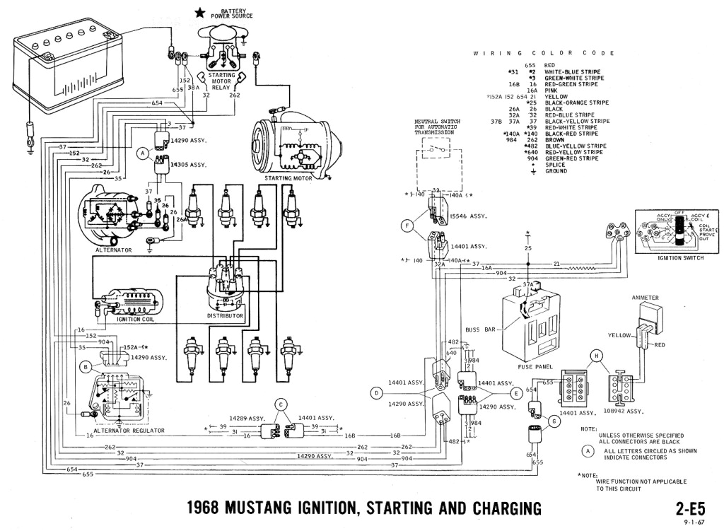 1968 mustang wiring diagram ignition starting charging jpg