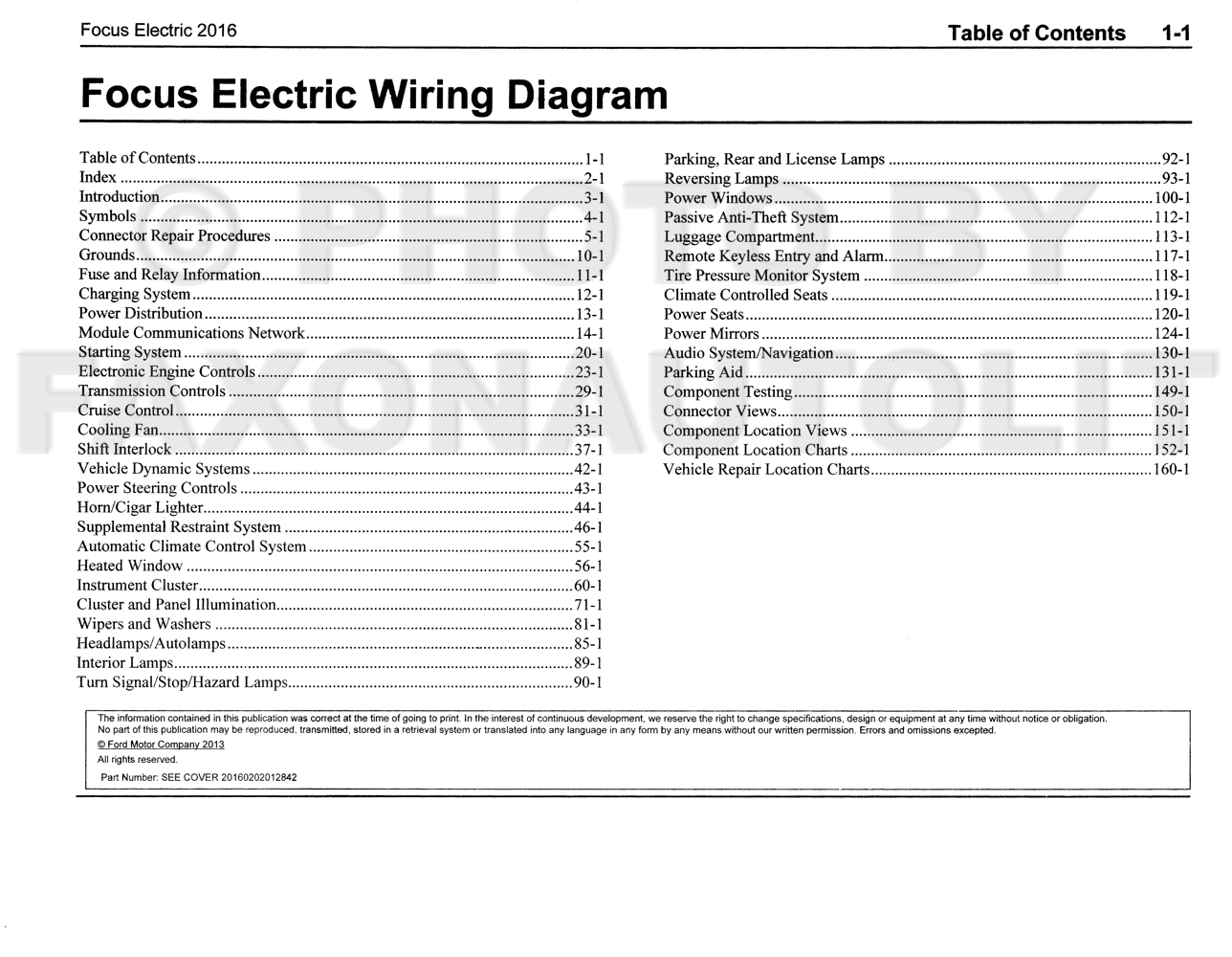 2016 Ford Focus Electric Wiring Diagram Manual Original All Electric Plug In P