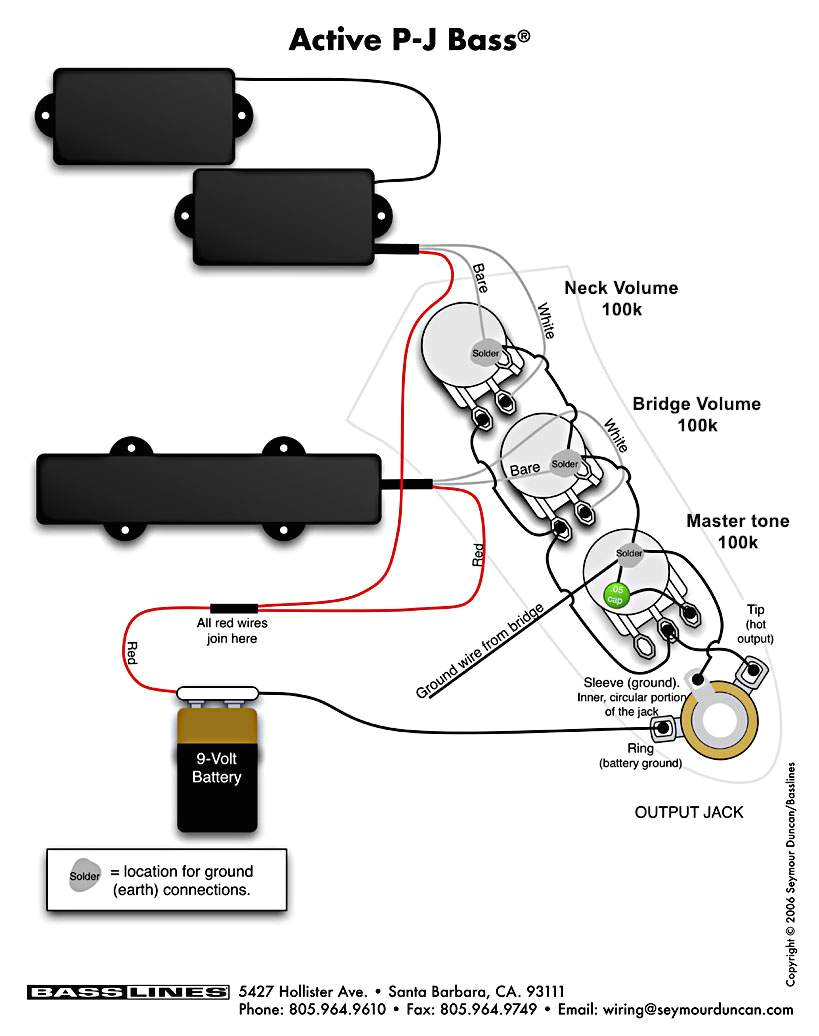 emg active bass pickup wiring diagram