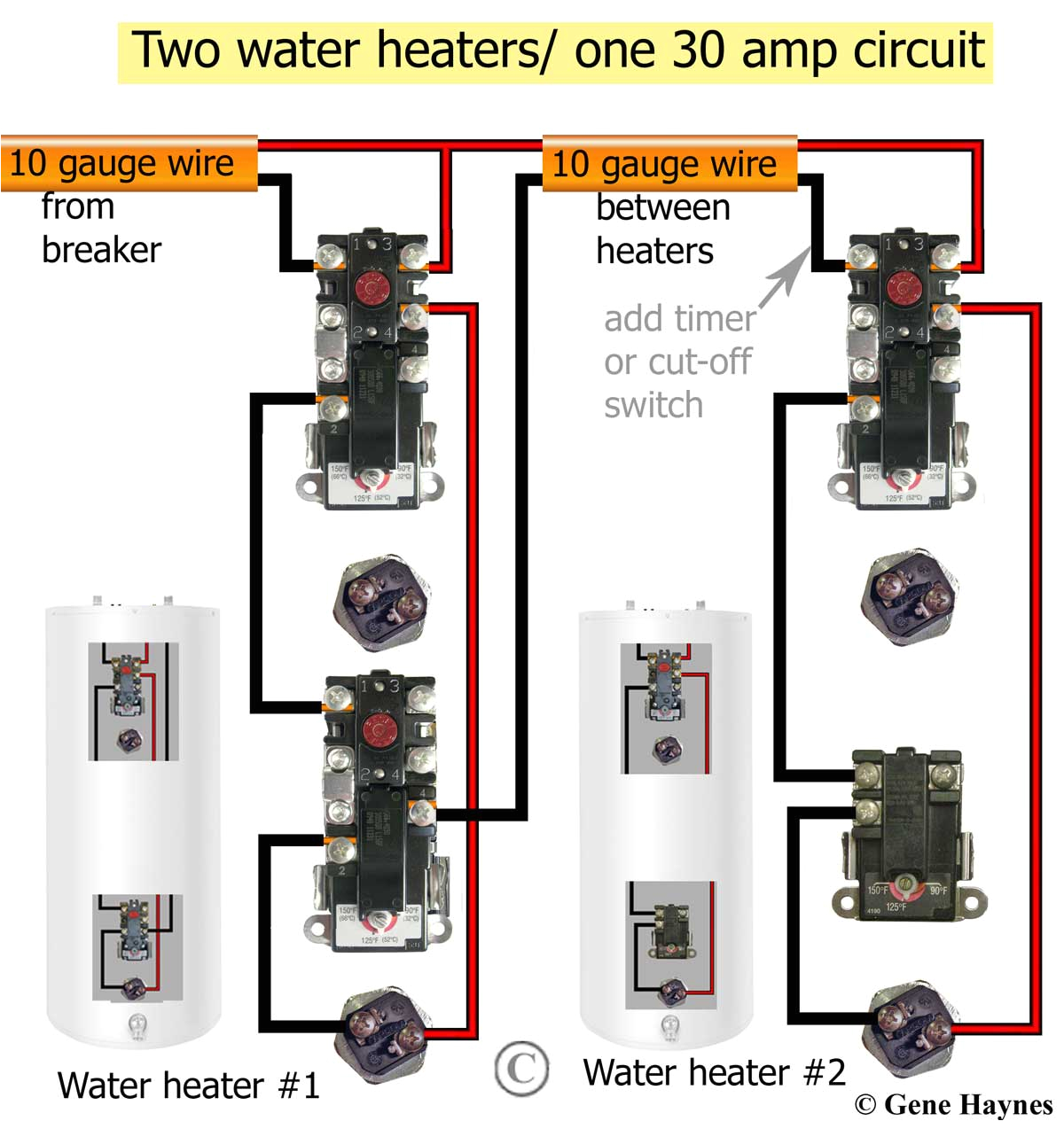 How to wire off peak water heater thermostats