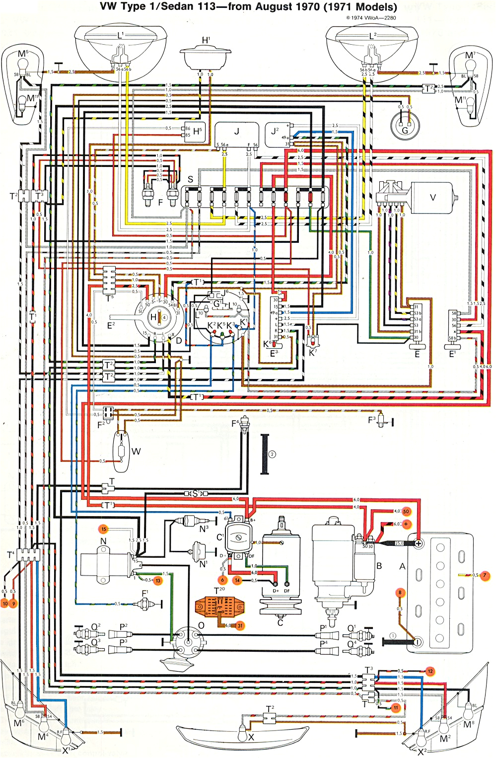 1974 vw super beetle wiring diagram