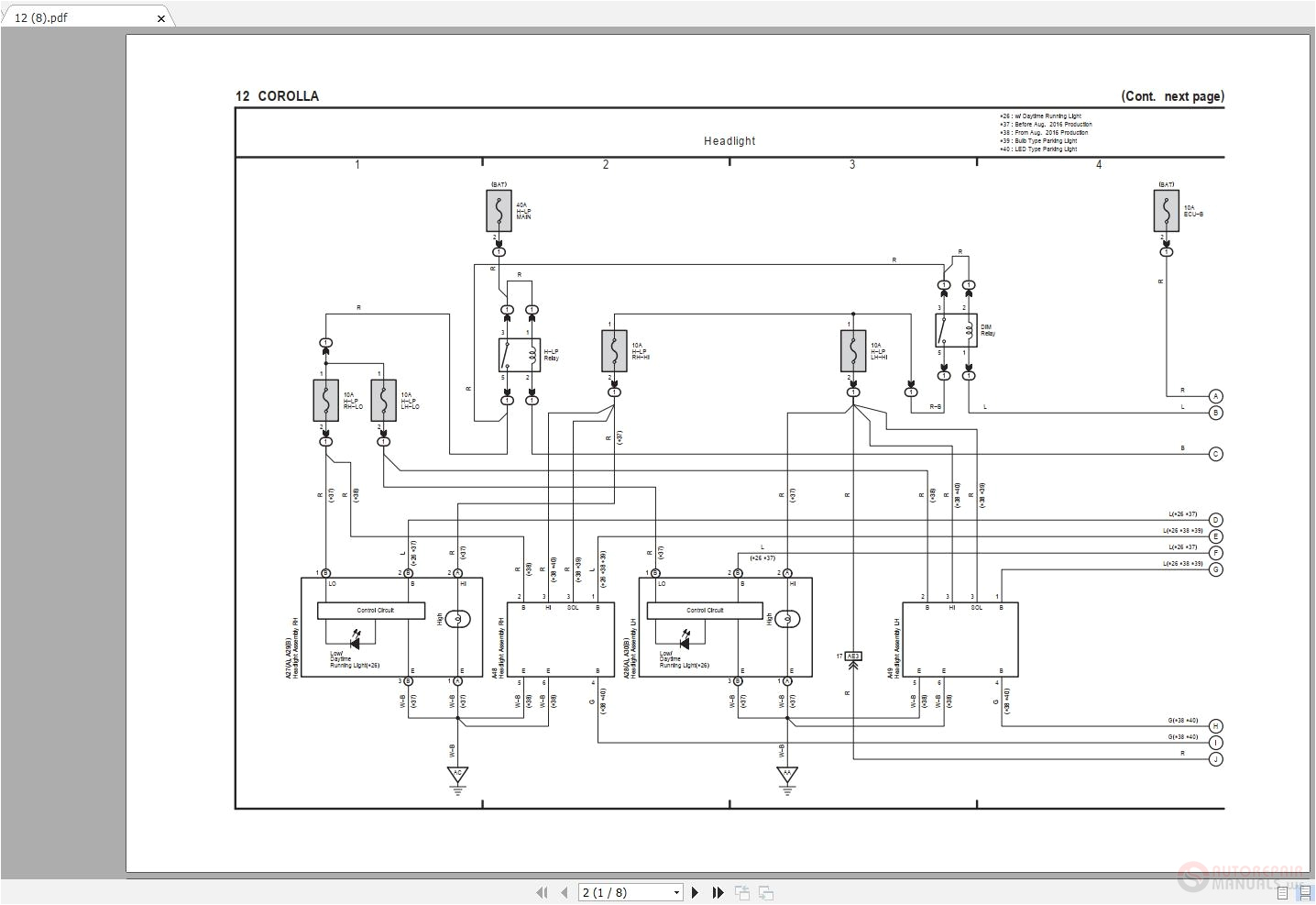 toyota corolla 2014 2019 electrical wiring diagram 52910