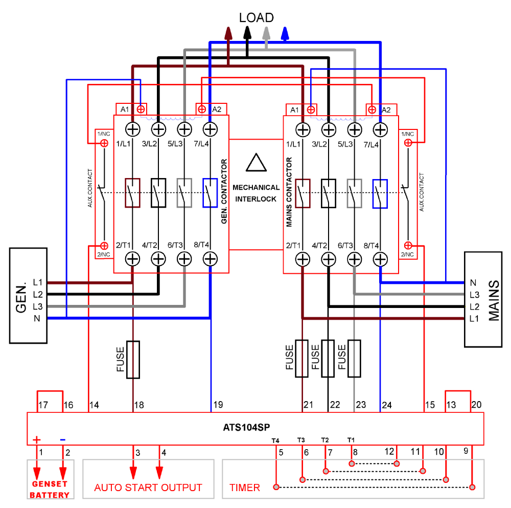 manual change over switch circuit diagram