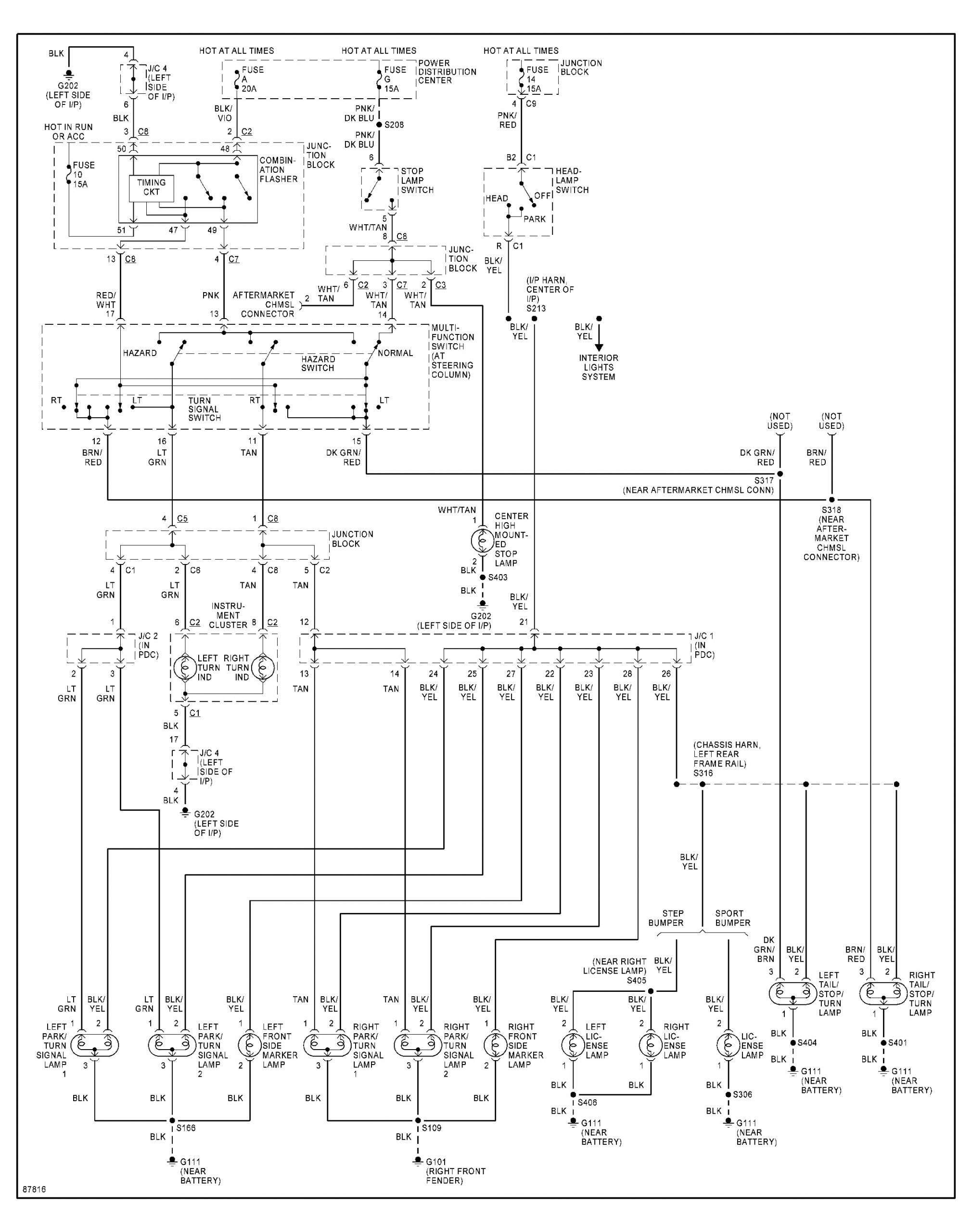 1998 dodge dakota headlight switch wiring diagram