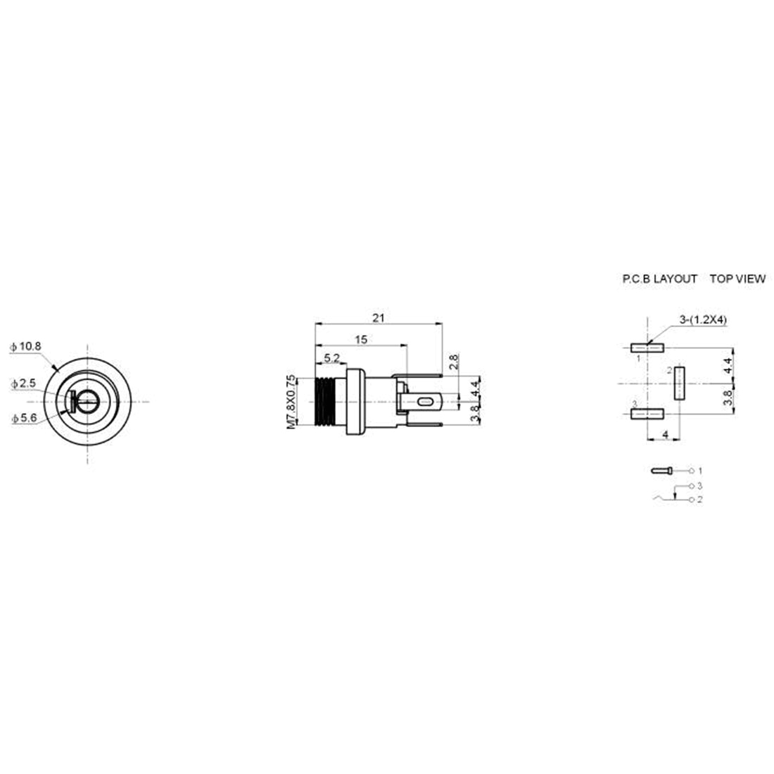uxcell 55 mm x 21 mm female dc power jack 3 pin wiring diagram