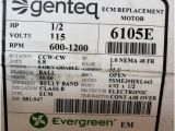 Genteq Motor Wiring Diagram Genteq Evergreen Motor 6105e 1 2 Hp 115v